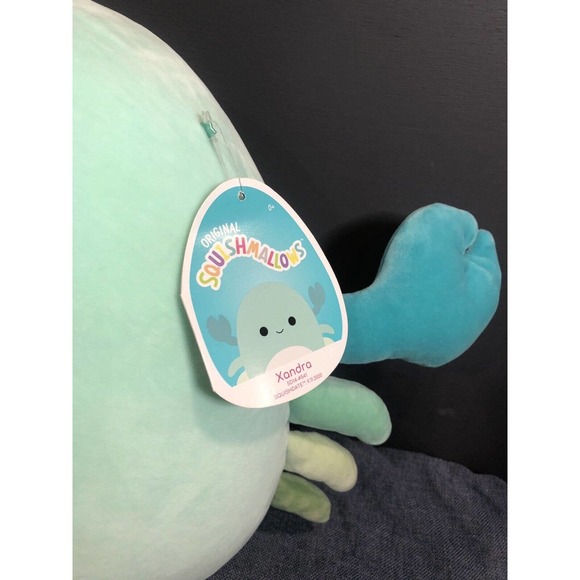 NWT Alex Xandra 14” Squishmallow Blue with Green Crab white belly Kellytoy - Picture 3 of 8